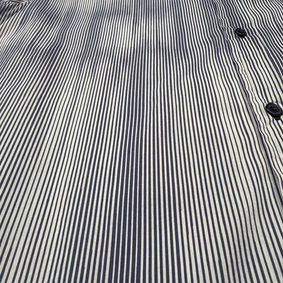 Calvin Klein 100% Cotton Blue/White Striped Long-Sleeve Button-Up Shirt, Large - Picture 4 of 10